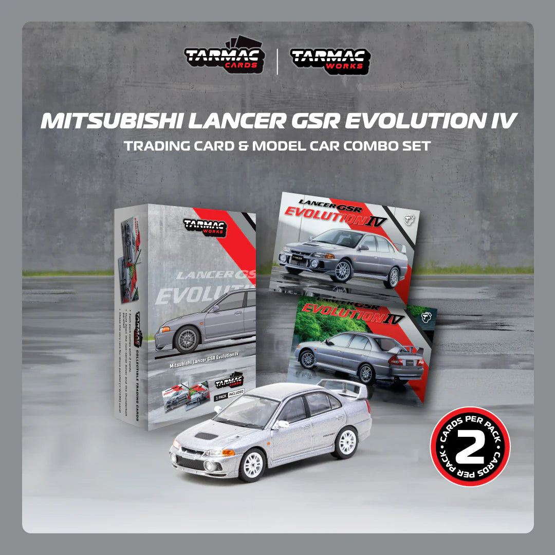 Mitsubishi Lancer GSR Evolution IV – Tarmac Works Trading Card Combo Set – Escala 1:64