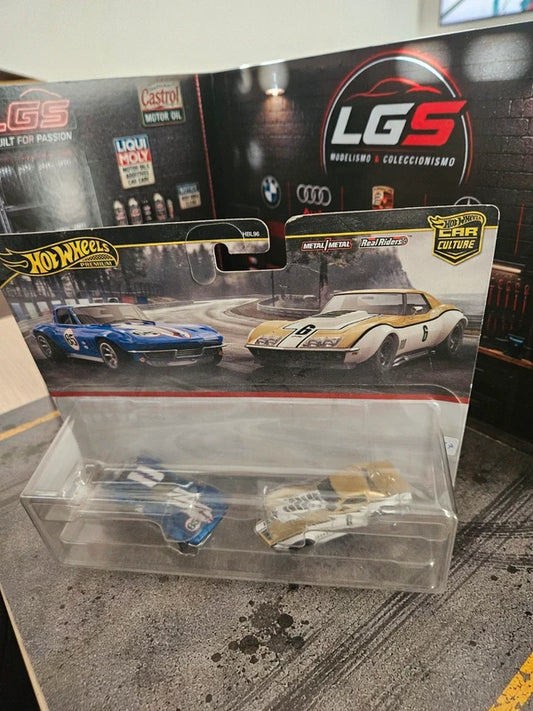 Chevrolet Custom Corvette Stingray Coupe #65 &amp; 1969 Chevrolet COPO Corvette #6 – Hot Wheels Premium Car Culture – Escala 1:64